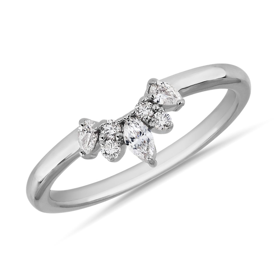 Curved Crown Stackable Ring in 18k White Gold (0.26 ct. tw.)