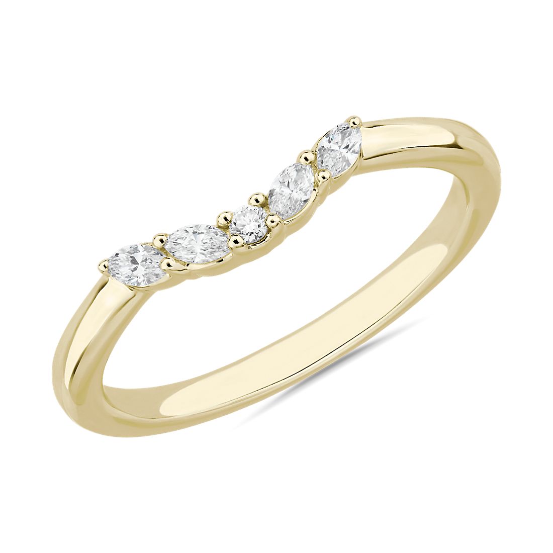 Curved Floral Marquise Diamond Ring in 14k Yellow Gold (0.12 ct. tw.)