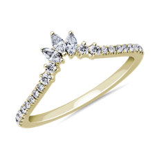 Curved Marquise Accent and Pavé Diamond Ring in 18k Yellow Gold (0.28 ct. tw.)