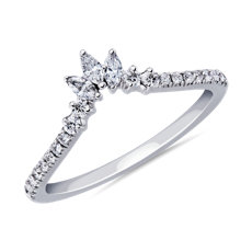 Curved Marquise Accent and Pavé Diamond Ring in Platinum  (0.28 ct. tw.)