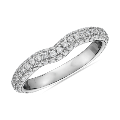 Curved MicroPavé Rollover Diamond Anniversary Ring in 14k White Gold (5/8 ct. tw.)