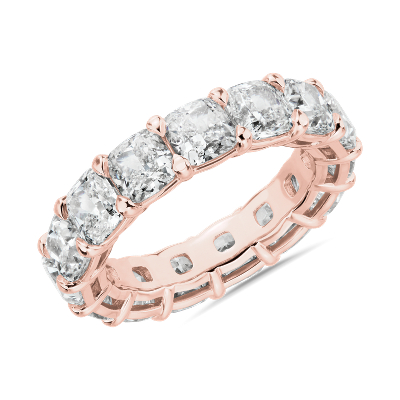 Cushion Cut Diamond Eternity Ring in 18k Rose Gold (6.85 ct. tw.)