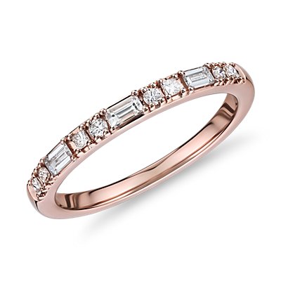 Dot Dash Diamond Ring in 14k Rose Gold