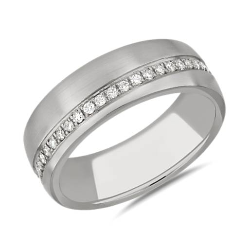 Diagonal Diamond Line Wedding Ring in 18k White Gold (7 mm, 3/8 ct. tw.) | Blue Nile