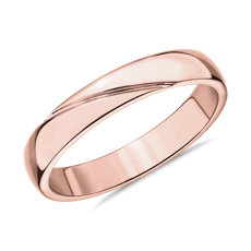 Diagonal Channel Male Ring in 14k Rose Gold