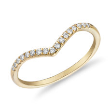 Diamond Chevron Stackable Fashion Ring in 14k Yellow Gold