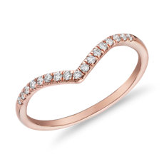 Diamond Chevron Stackable Fashion Ring in 14k Rose Gold