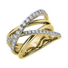 Bague mode diamants entrelacée en or jaune 14 carats(0,96 carat, poids total)