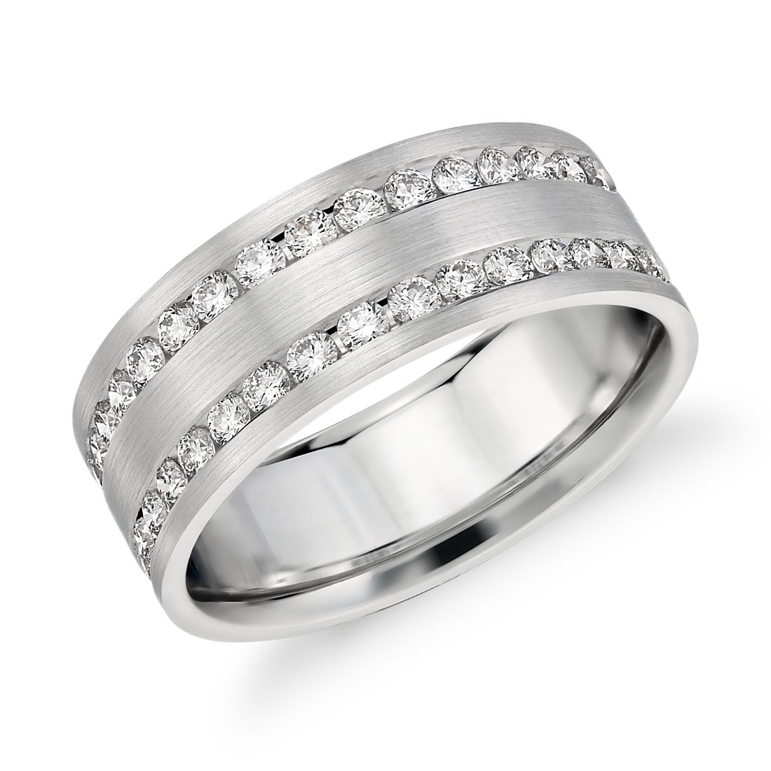 Middel efficiëntie neerhalen Double Inlay Diamond Wedding Ring in 14k White Gold (8 mm, 1 ct. tw.) |  Blue Nile