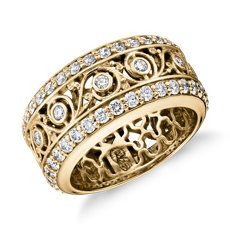18k 黃金 Blue Nile Bella Vaughan 系列花邊鑽石永恆戒指（1 3/8 克拉總重量）
