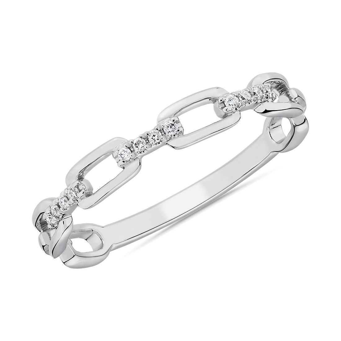 Diamond Link Fashion Ring in 14k White Gold