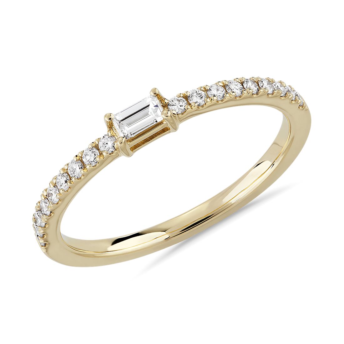 werkplaats regio jacht Diamond Pavé and Baguette Stacking Ring in 14k Yellow Gold (1/4 ct. tw.) |  Blue Nile