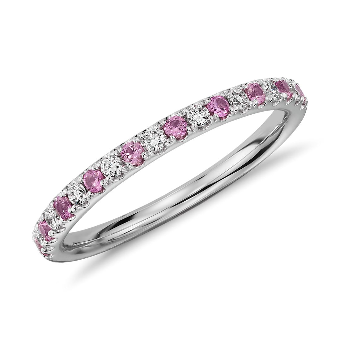 Pavé Pink Sapphire and Diamond Ring in 14k White Gold