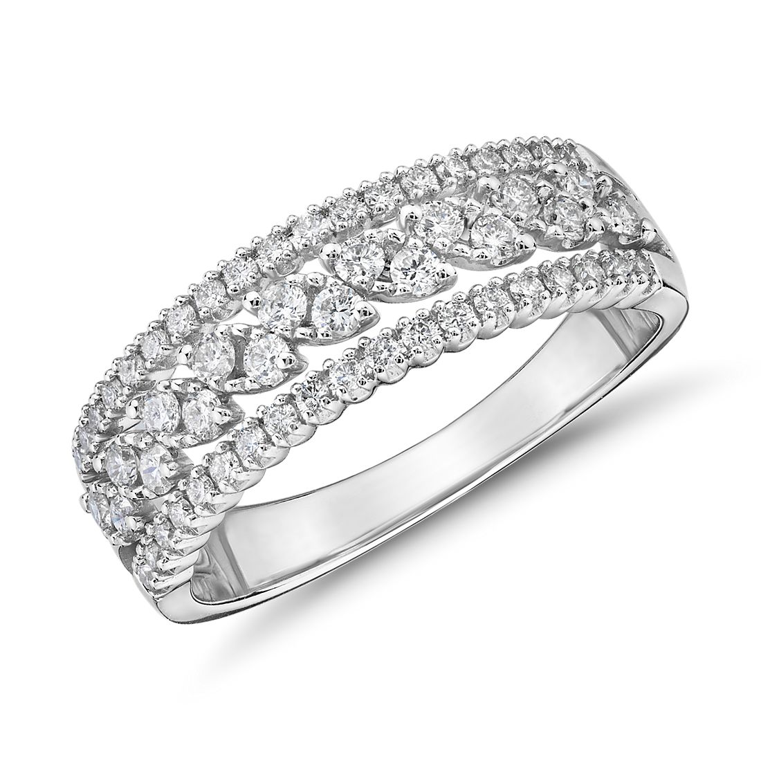 Diamond Triple-Row Marquise-Shaped Fashion Ring in 14k White Gold (1/2 ct. tw.)