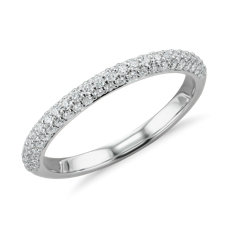 Trio Micropave Diamond Wedding Ring in 14k White Gold