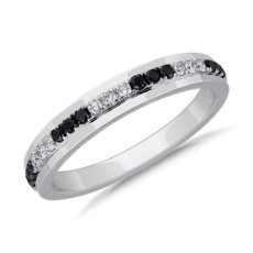 NEW Men&#39;s Black & White Diamond Wedding Ring in 14k White Gold (2.7 mm, 0.39 ct. tw.)