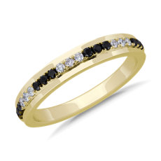 NEW Men&#39;s Black & White Diamond Wedding Ring in 14k Yellow Gold (2.7 mm, 0.39 ct. tw.)