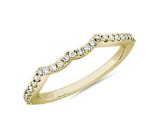 14k 黃金雙彎曲戒環相配鑽石結婚戒指（1/6 克拉總重量）