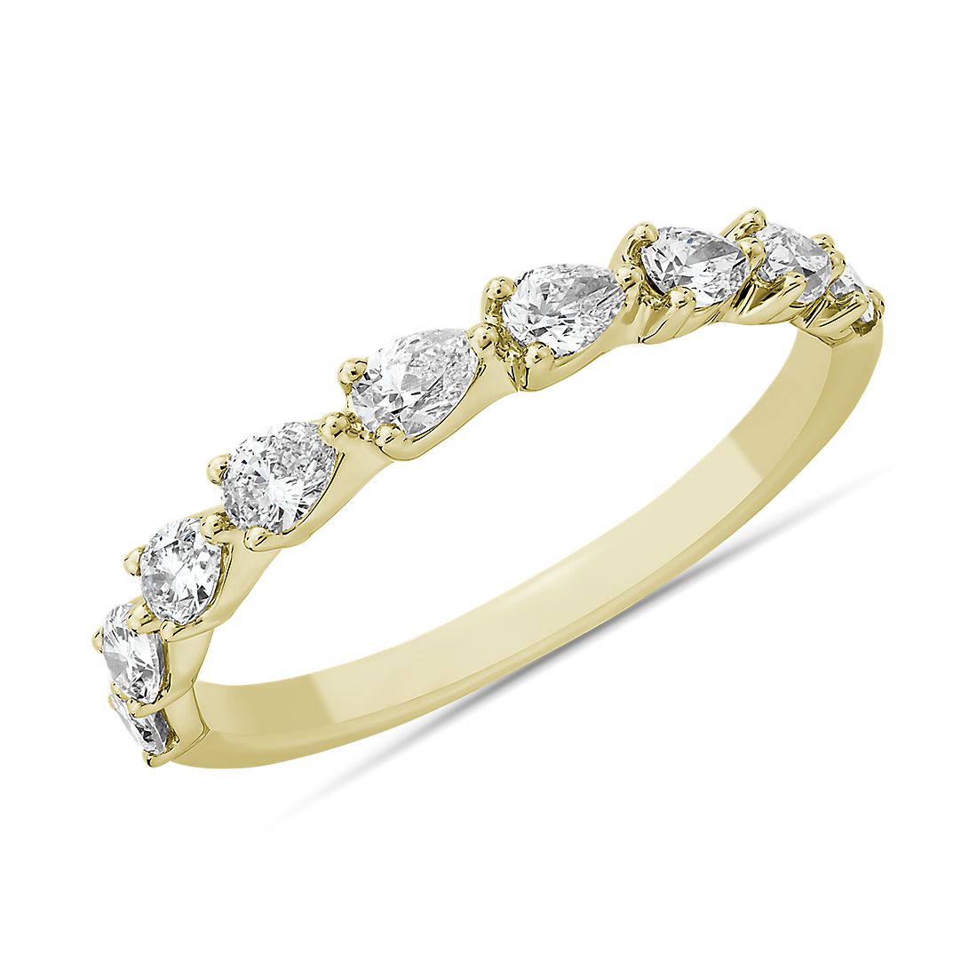 East-West 9-Stone Pear Diamond Anniversary Ring in 14k Yellow Gold (1/2 ct. tw.)