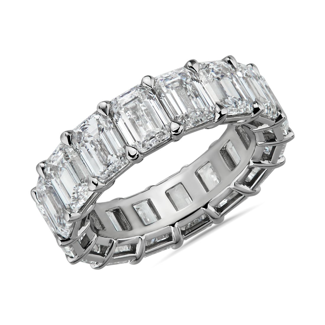 Emerald Shape Diamond Eternity Ring in 18k White Gold (11.0 ct. tw.)