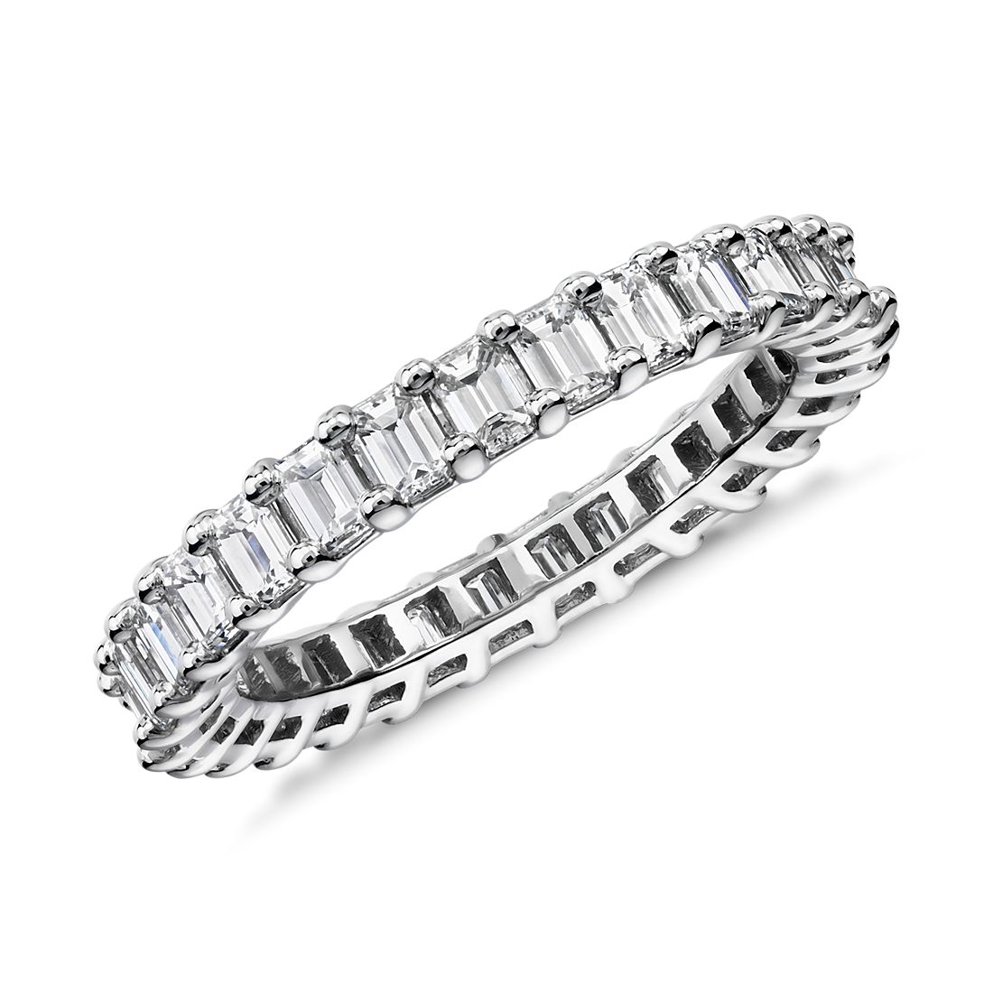 Emerald Shape Diamond Eternity Ring in 18k White Gold (2.0 ct. tw.)