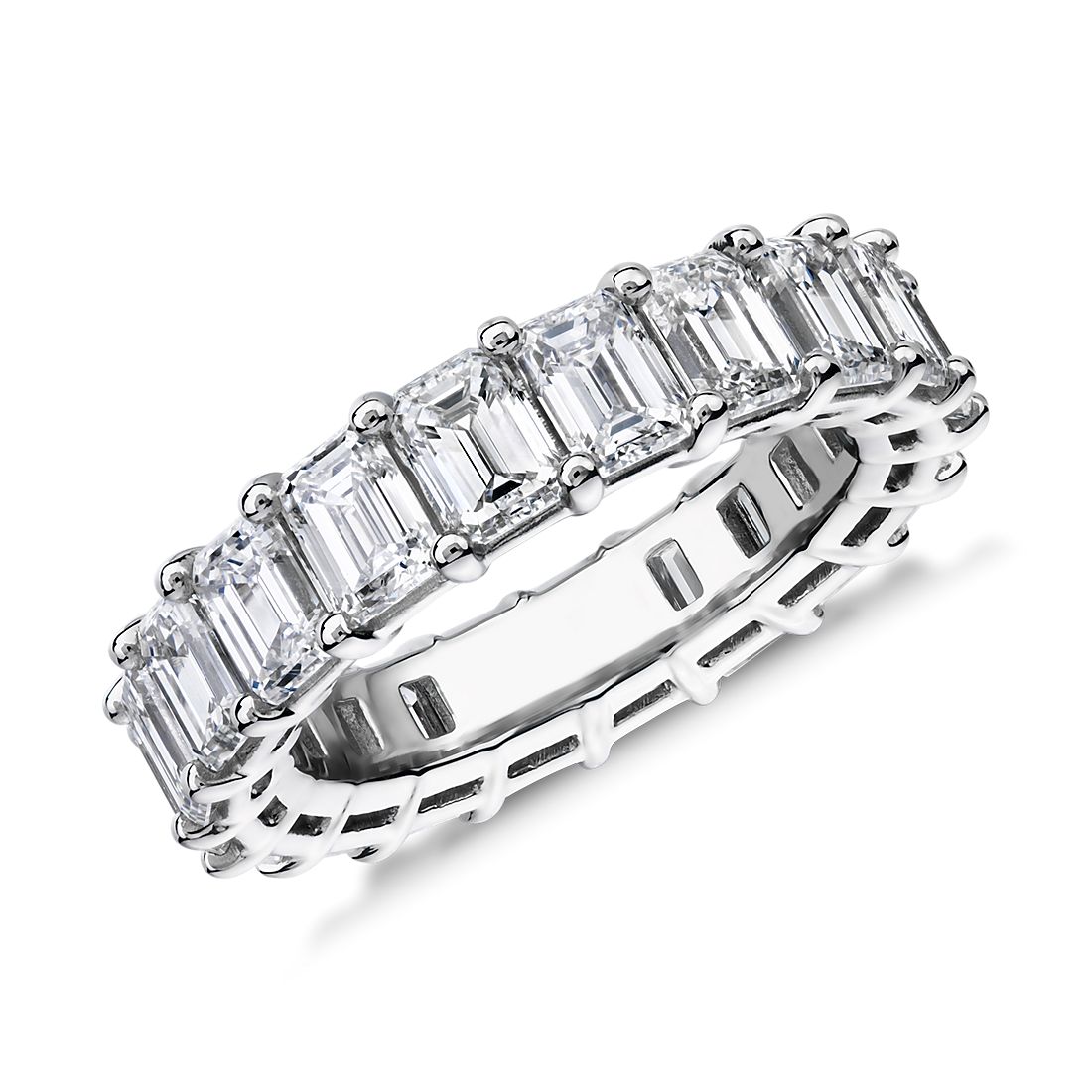 Emerald Shape Diamond Eternity Ring in 18k White Gold (6.0 ct. tw.)