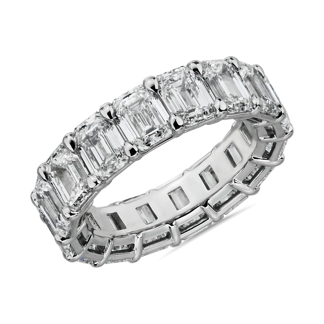 Emerald Shape Diamond Eternity Ring in 18k White Gold (8.0 ct. tw.)