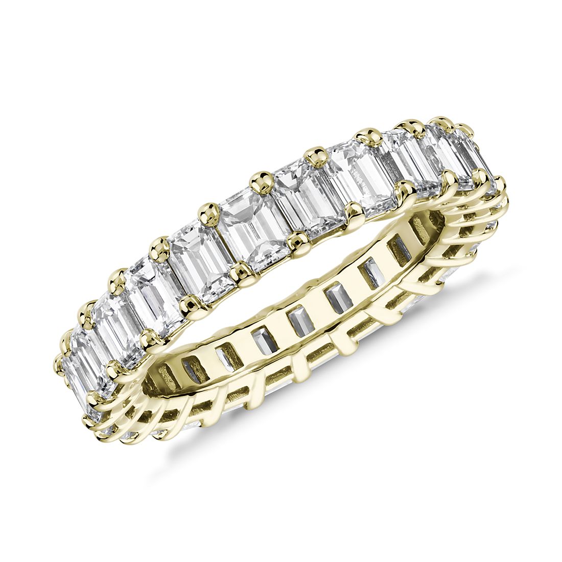 Emerald Shape Diamond Eternity Ring in 18k Yellow Gold (4.0 ct. tw.)