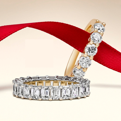 first alternate view of Emerald Shape Diamond Eternity Ring in Platinum (4.0 ct. tw.)