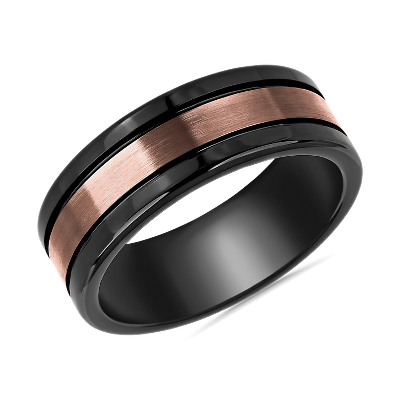 Espresso Center Inlay Wedding Ring in Black Tungsten Carbide (8mm ...