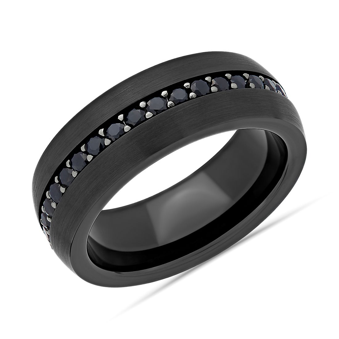 Deep Blue Sapphire Eternity Wedding Ring in Tungsten (8 mm)