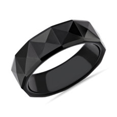NEW Faceted Pyramid Centre Wedding Ring in Black Tungsten (7 mm)