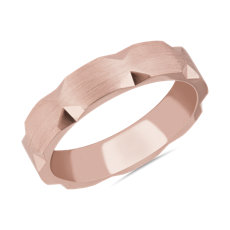 Contemporary Hexagon Cut Stackable Ring in 18k Rose Gold (5mm)