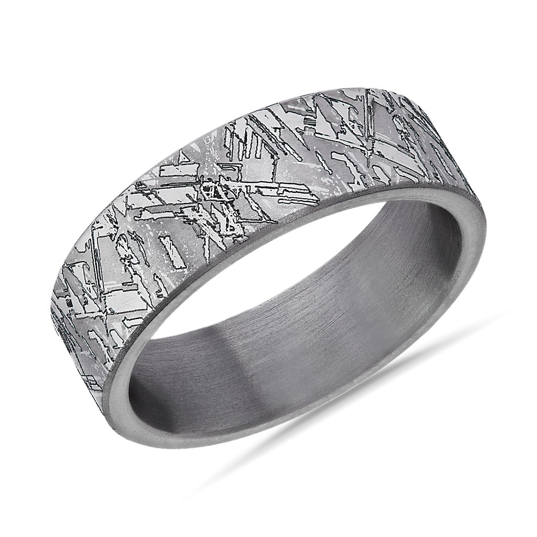 Faux Meteorite Wedding Ring in Grey Tantalum (7 mm)