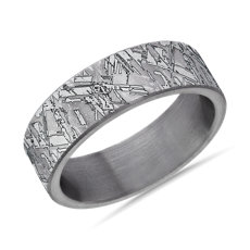 Faux Meteorite Wedding Ring in Grey Tantalum (7mm)