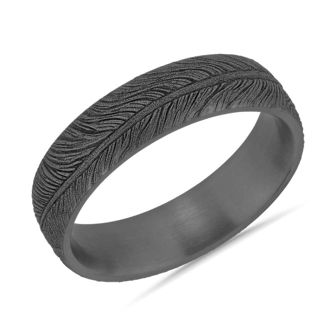 Feather Wedding Ring in Grey Tantalum (6 mm)