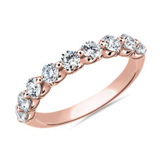 14k 玫瑰金浮动钻石结婚戒指（1 克拉总重量）
