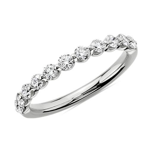 14k White Gold Bezel set Diamond Wedding Band Ring G-H/SI, 0.03 ct.