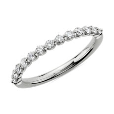 14k 白金浮动钻石结婚戒指（1/3 克拉总重量）