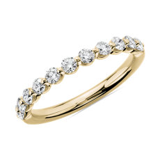 14k 黃金懸浮鑽石結婚戒指（1/2 克拉總重量）