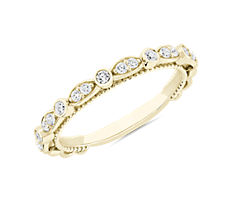 Floral Ellipse Matching Diamond Wedding Ring in 14k Yellow Gold (1/5 ct. tw.)