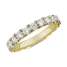 新款 14k 黃金法式密釘鑽石永恆戒指 （1 1/2 克拉總重量）