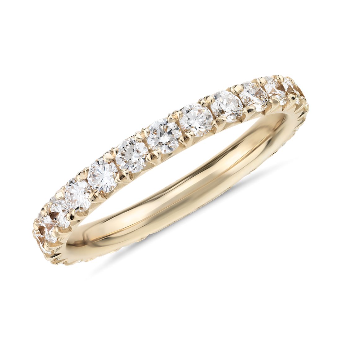 14k Yellow Gold Wedding Band Pave SI/H Diamond Eternity Style Women Ring 8# 