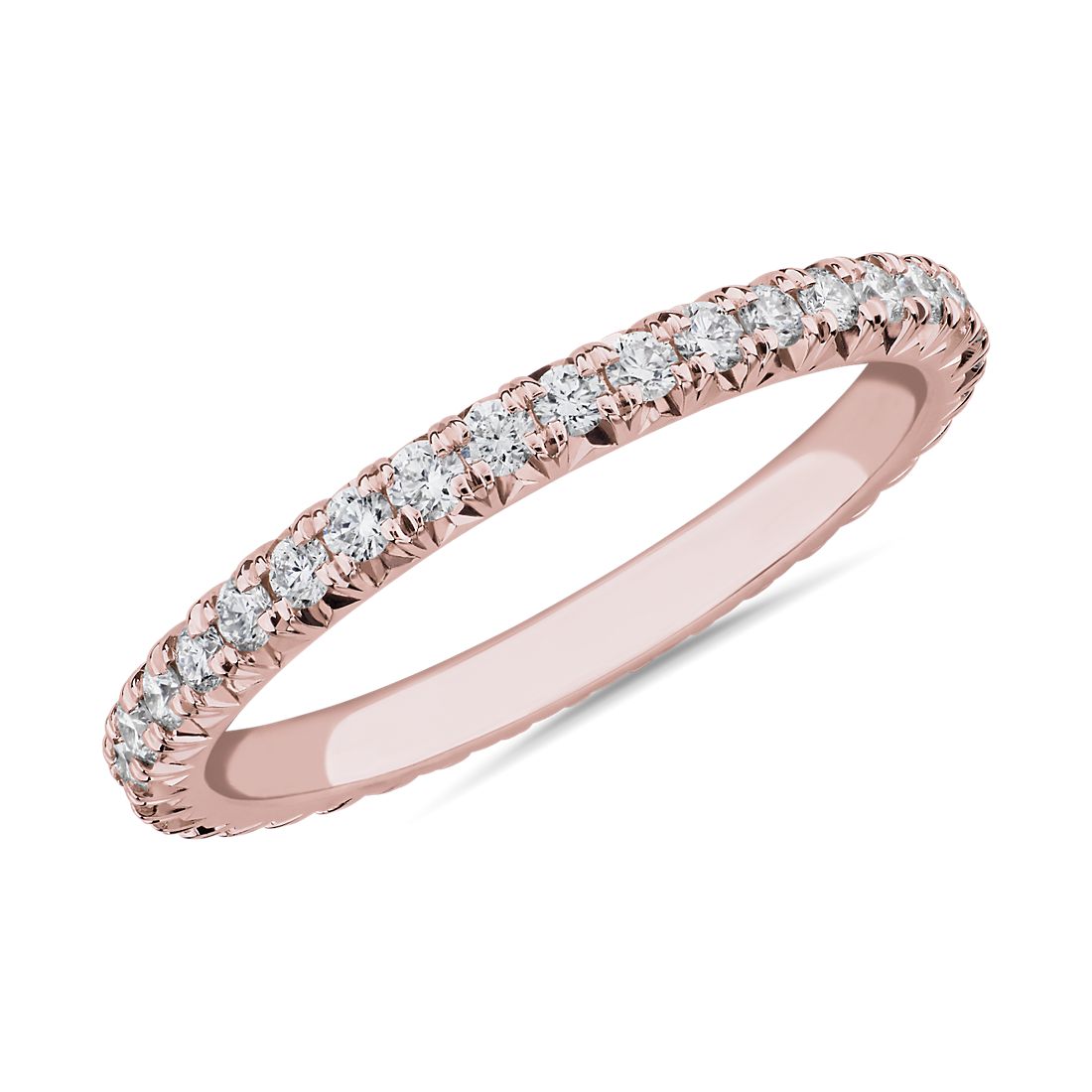 Anillo de eternidad con pavé de diamantes francés en oro rosado de 14 k (0,45 qt. total)