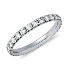 French Pave Diamond Eternity Ring in 14k White Gold (1 ct. tw.)