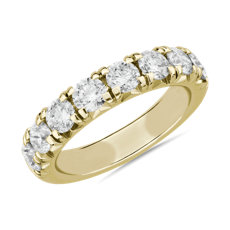 新款 14k 黃金法式密釘鑽石戒指 （1 7/8 克拉總重量）