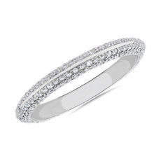The Gallery Collection Knife Edge Micropavé Diamond Eternity Ring in Platinum
