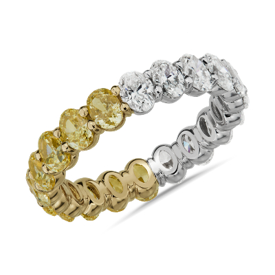 Oval Half and Half Yellow Diamond Eternity Ring in 18k Yellow and White Gold (2.70 ct. tw.)