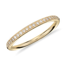 Bague diamant de famille serti pavé Riviera en or jaune 18 carats(0,13 carat, poids total)