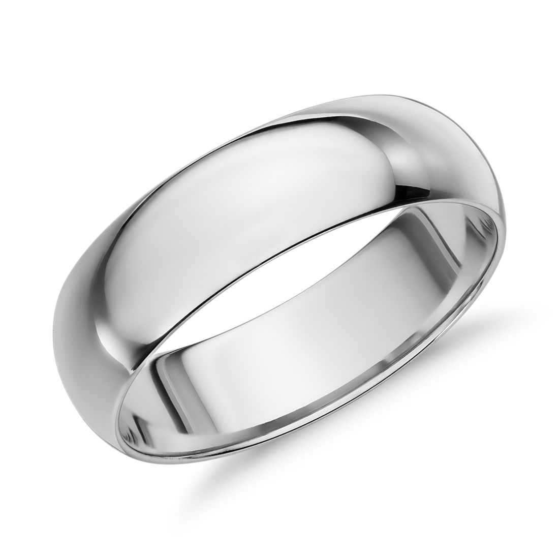 Mid-weight Comfort Fit Wedding Ring in 14k White Gold (6mm)